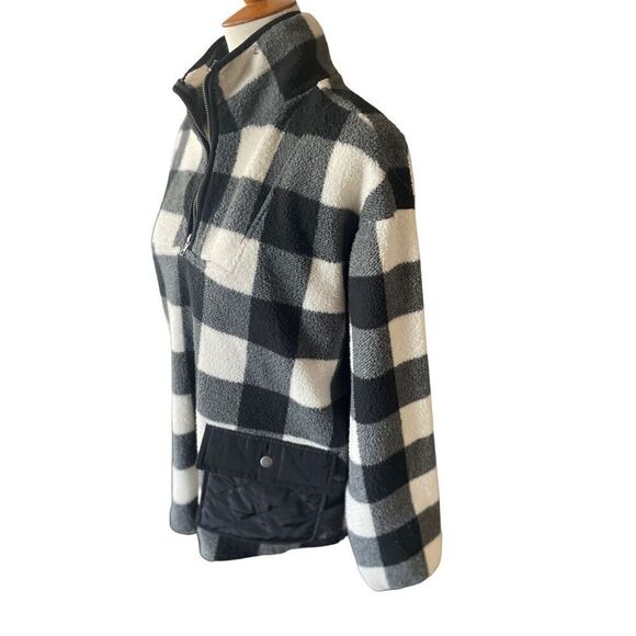 Como Vintage Black and White Checkered Half Zip Mock Collar Pullover Size XL - Picture 10 of 12